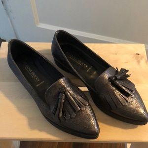 Eliana Bucci grey metallic leather loafers